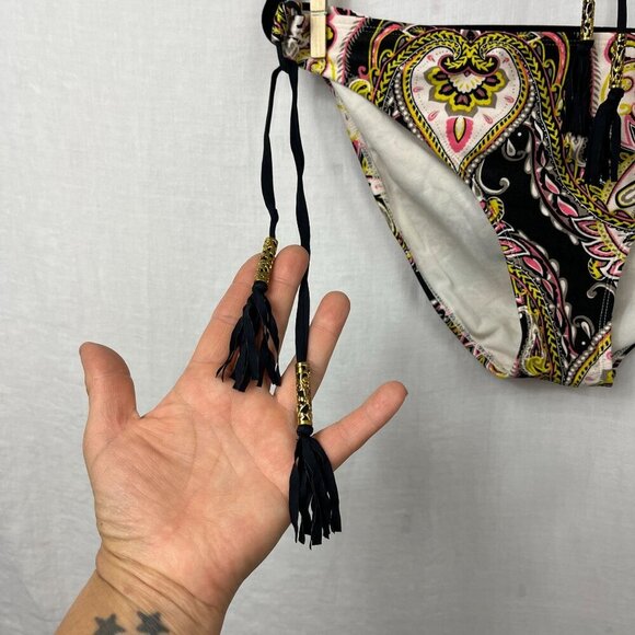 Ninety Six Degrees Bandeau Bikini Womens L/XL Gypsy Paisley Tassel Bohemian Boho - Picture 11 of 16